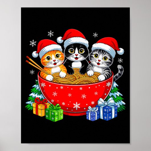 Christmas Cats Ramen Kitten Anime Xmas For Men Wom Poster (Vorne)
