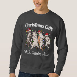 Christmas Cats with Santa Hats Cute Funny Holiday Sweatshirt