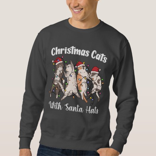 Christmas Cats with Santa Hats Cute Funny Holiday Sweatshirt (Vorderseite)