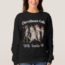 Christmas Cats with Santa Hats Cute Funny Holiday Sweatshirt