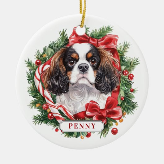 Christmas Cavalier King Charles Dog Ornament (Vorne)