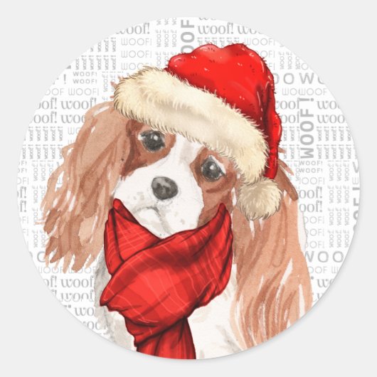 Christmas Cavalier King Charles Spaniel Dog Runder Aufkleber (Vorderseite)