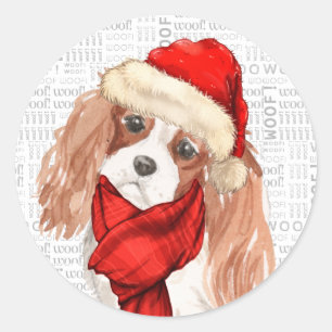 Christmas Cavalier King Charles Spaniel Dog Runder Aufkleber