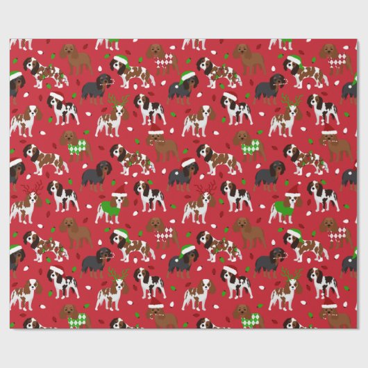 Christmas Cavalier King Charles Spaniel Geschenkpapier (Flach)