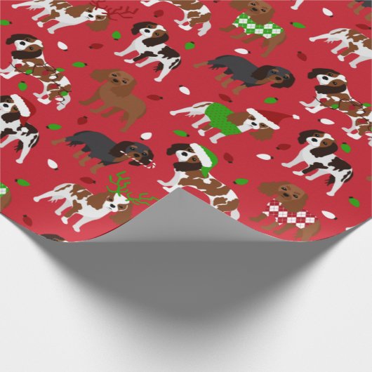 Christmas Cavalier King Charles Spaniel Geschenkpapier (Ecke)