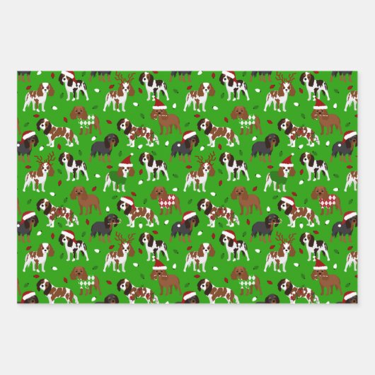 Christmas Cavalier King Charles Spaniel Geschenkpapier Set (Vorderseite 2)