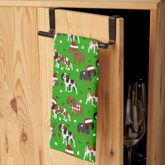 Christmas Cavalier King Charles Spaniel Geschirrtuch (Drittel gefaltet)