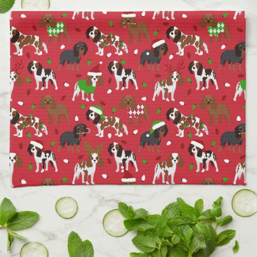 Christmas Cavalier King Charles Spaniel Geschirrtuch (Gefaltet)
