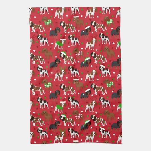 Christmas Cavalier King Charles Spaniel Geschirrtuch (Vertikal)