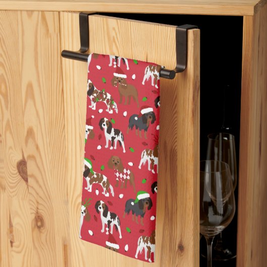 Christmas Cavalier King Charles Spaniel Geschirrtuch (Drittel gefaltet)