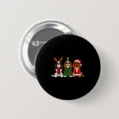 Christmas Cavalier King Charles Spaniel Santa Rein Button (Vorne & Hinten)