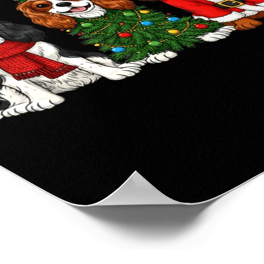 Christmas Cavalier King Charles Spaniel Santa Rein Poster (Ecke)