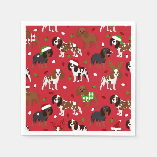 Christmas Cavalier King Charles Spaniel Serviette (Vorderseite)