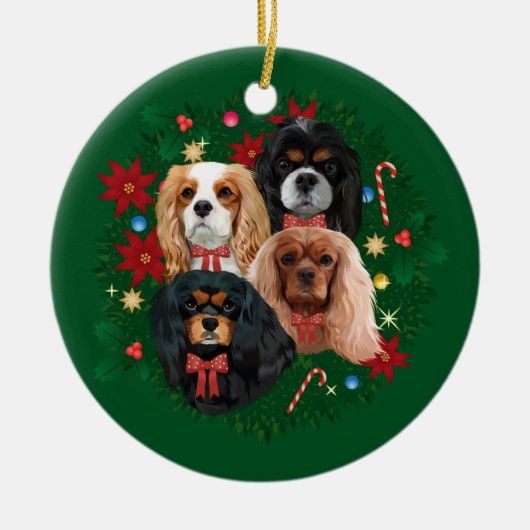 Christmas Cavalier King Spaniel Ornaments Keramik Ornament (Vorne)