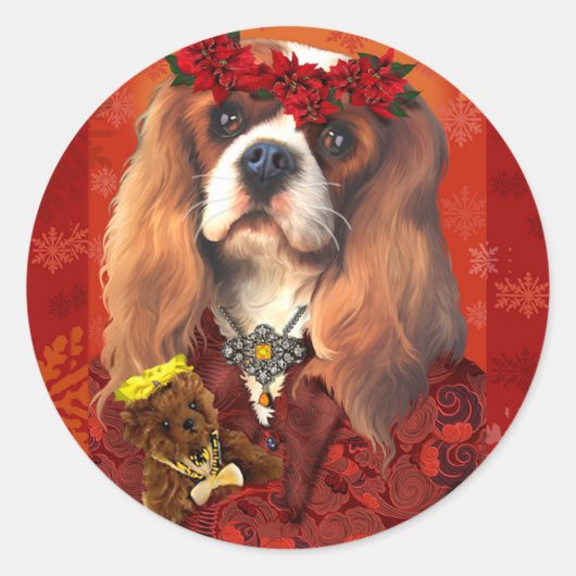 Christmas Cavalier Spaniel Stickers (Vorderseite)