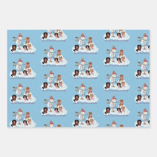 Christmas Cavalier Spaniel Wrapping Paper Geschenkpapier Set (Vorderseite 3)