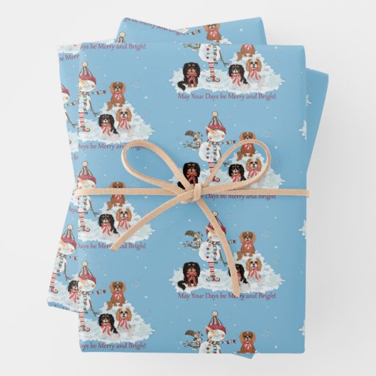 Christmas Cavalier Spaniel Wrapping Paper Geschenkpapier Set (Beispiel)