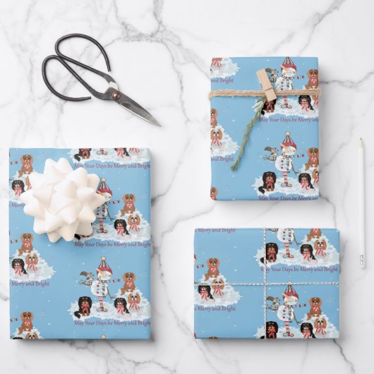 Christmas Cavalier Spaniel Wrapping Paper Geschenkpapier Set (Vorderseite)