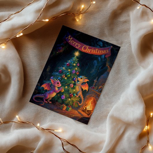 Christmas Cave Dragons – Warm Holiday Wishes Karte