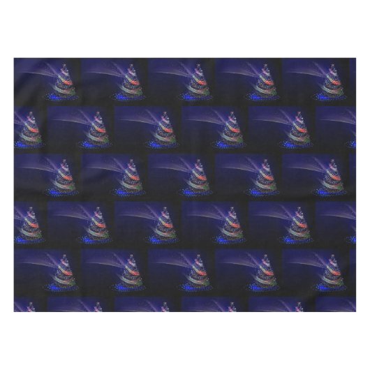 Christmas Celebration Colorful Tree Navy Blue Tischdecke (Vorderseite (Horizontal))
