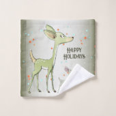 Christmas Celebration Green Deers Holidays Cute Badhandtuch Set (Waschlappen)