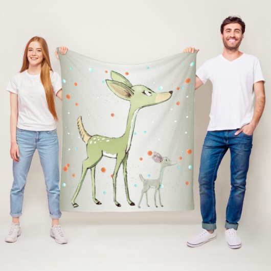Christmas Celebration Green Deers Holidays Cute Fleecedecke (Beispiel)