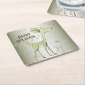 Christmas Celebration Green Deers Holidays Cute Rechteckiger Pappuntersetzer (angewinkelt)