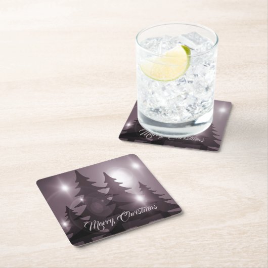 Christmas Celebration Pink Trees Purple Elegant Rechteckiger Pappuntersetzer (Vor Ort)