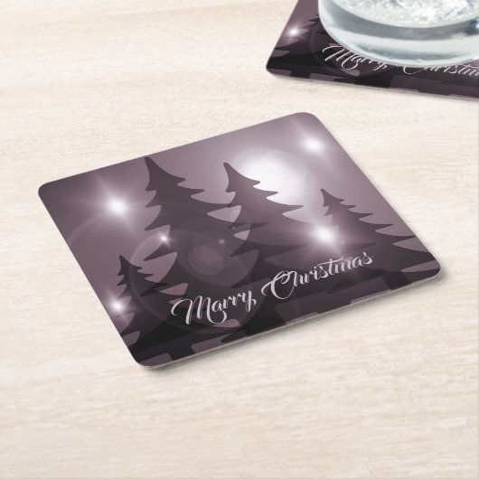 Christmas Celebration Pink Trees Purple Elegant Rechteckiger Pappuntersetzer (angewinkelt)