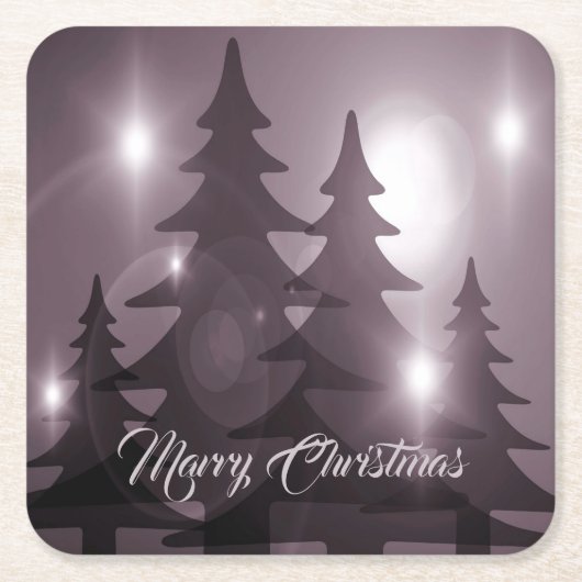Christmas Celebration Pink Trees Purple Elegant Rechteckiger Pappuntersetzer (Vorderseite)