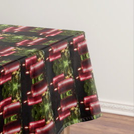 Christmas Celebration Red Candles Green Leaves Tischdecke