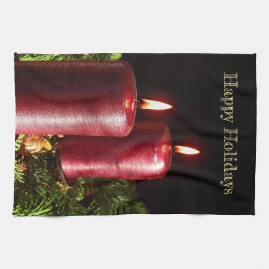 Christmas Celebration Red Candles Winter Holidays Geschirrtuch (Horizontal)
