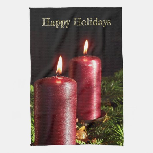 Christmas Celebration Red Candles Winter Holidays Geschirrtuch (Vertikal)