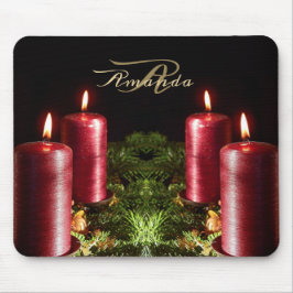 Christmas Celebration Red Candles Winter Holidays Mousepad