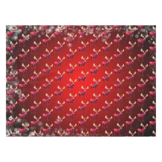 Christmas Celebration Red Reindeer Elegant Tischdecke (Vorderseite (Horizontal))