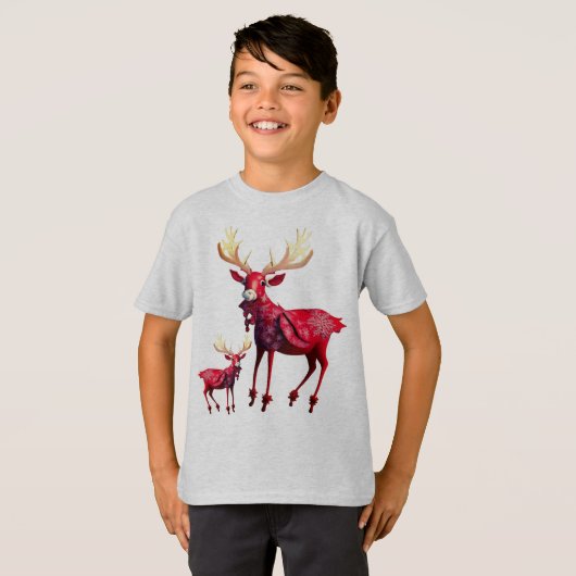 Christmas Celebration Red Reindeer Stylish T-Shirt (Vorne ganz)