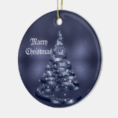 Christmas Celebration Shiny Blue Ribbon Tree Keramik Ornament (Links)