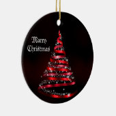 Christmas Celebration Shiny Red Ribbon Tree Keramik Ornament (Rechts)