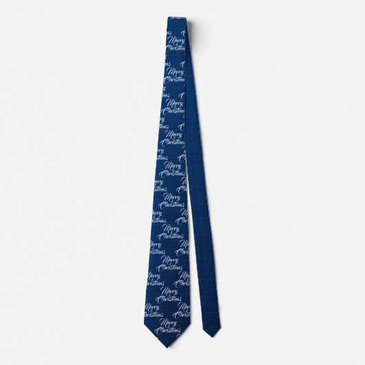 Christmas Celebration White Snowflakes Navy Blue Krawatte (Vorderseite)