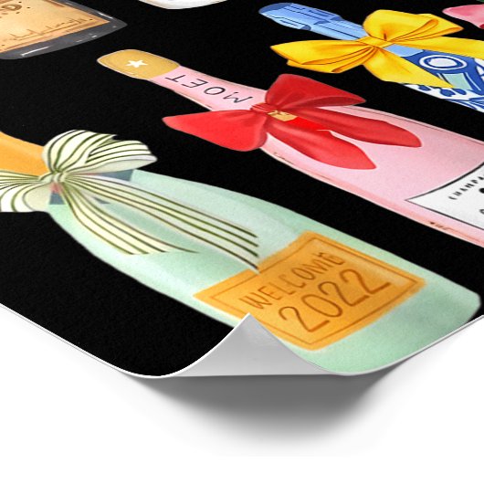 Christmas Champagne Cool Gl Coquette Bottle  Poster (Ecke)