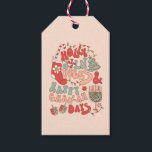 Christmas Chanukah hanukkah Groovy Vibes Geschenkanhänger<br><div class="desc">Es ist eine Urlaubsmaske mit diesem niedlichen,  lustigen Design von Holly Jolly Vibes & Happy Challah Days. Funky Farben von Rot,  Rosa und Grüntöne mit Weihnachten und Chanukah oder Hanukka Icons,  Menorah,  dreidel,  Weihnachtsbaum,  Strumpf,  Lichter,  jüdischen Stern von David,  und Bonbons Stock.</div>