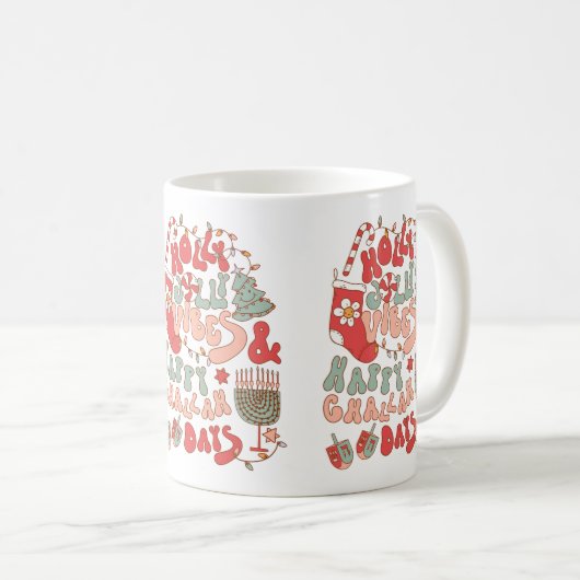 Christmas Chanukah hanukkah Groovy Vibes Kaffeetasse (VorderseiteRechts)