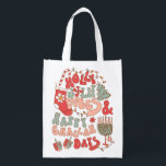 Christmas Chanukah hanukkah Groovy Vibes Wiederverwendbare Einkaufstasche<br><div class="desc">Es ist ein Urlaubsmash mit dieser niedlichen, wieder verwendbaren Geschenktasche von Holly Jolly Vibes & Happy Challah Days. Funky Farben von Rot, Rosa und Grüntöne mit Weihnachten und Chanukah oder Hanukka Icons, Menorah, dreidel, Weihnachtsbaum, Strumpf, Lichter, jüdischen Stern von David, und Bonbons Stock. Großartige Geschenktasche für Mieter, Bürohelfer oder einfach...</div>