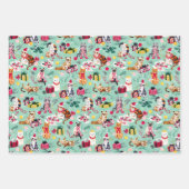 CHRISTMAS CHAOS BUNDLE CATS, PENGUINS, POINSETTIA GESCHENKPAPIER SET (Vorderseite)