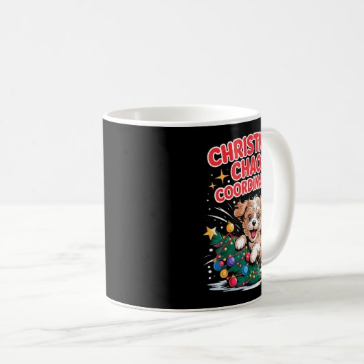Christmas Chaos Coordinator Xmas Puppy Funny Shi-o Kaffeetasse (VorderseiteRechts)