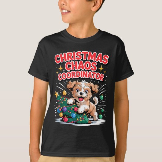 Christmas Chaos Coordinator Xmas Puppy Funny Shi-o T-Shirt (Vorderseite)