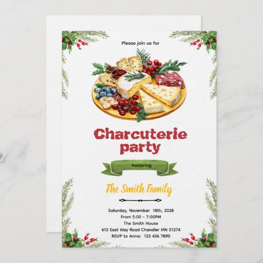 Christmas Charcuterie party invitation Einladung (Vorne/Hinten)