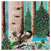 Christmas Chatter Chickadees Fabric 1 Stoff (Nahaufnahme)