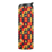 Christmas Checkerboard Pattern - Red & Yellow Tree Thermosbecher (Nach links gedreht)
