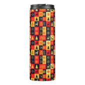 Christmas Checkerboard Pattern - Red & Yellow Tree Thermosbecher (Rückseite)